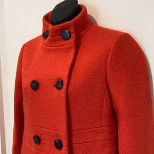 Ann Taylor Orange Double Breasted Coat XSP